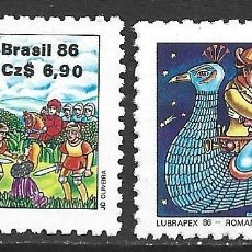 Sellos: BRASIL 1815/16** - AÑO 1986 - LITERATURA - LUBRAPEX 86, EXPOSICION FILATELICA LUSO BRASILEÑA. Lote 402351969