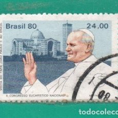 Sellos: BRASIL 1980 YT 1429 USADO PABLO II-TT:PAPAS,EDIFICIOS,RELIGIÓN-VER DESCRIPCÍON