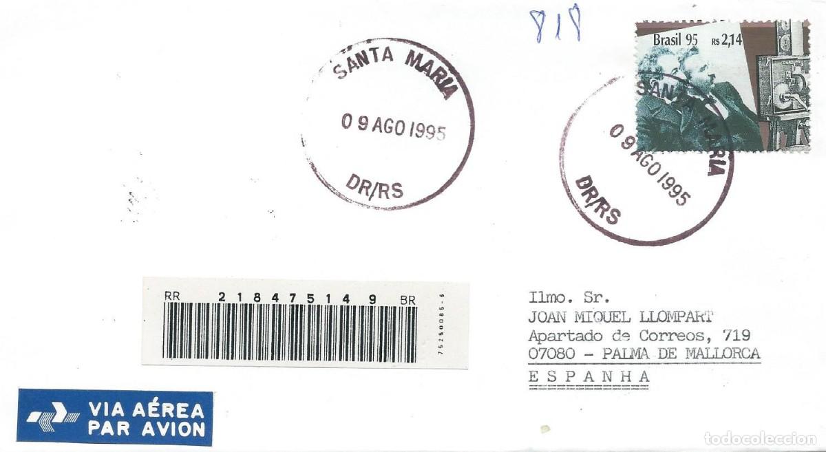 Briefmarken: 1995. BRASIL/BRAZIL. SOBRE CIRCULADO CERTIFICADO. FRANQUEO CENTENARIO DEL CINE. CINEMA. CULTURA.
