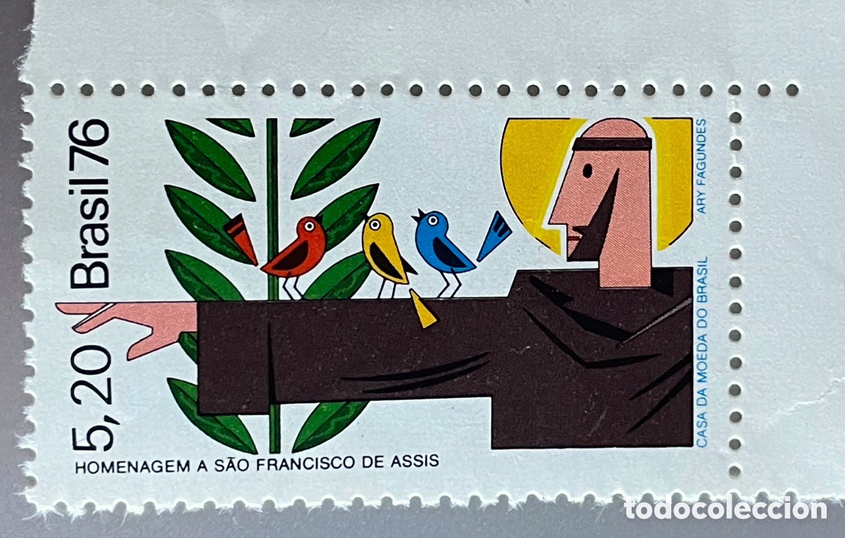 Sellos: Brasil. San Francisco de As&iacute;s. 1976 - Foto 1