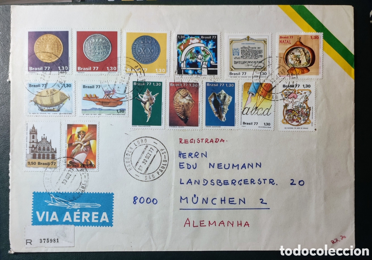 Sellos: Brasil. 1977. Sobre circulado - Foto 1