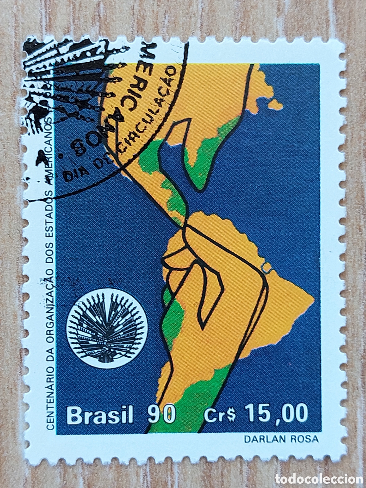 Sellos: 1990 Brasil usado centenario OEA - Foto 1