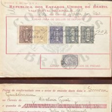 Sellos: D)1927, BRAZIL, NATIONAL POSTAL VOUCHER, WITH NUMBERS STAMPS, XF
