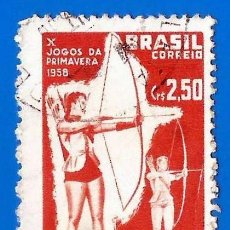 Sellos: BRASIL. 1958. JUEGOS DE PRIMAVERA. TIRO CON ARCO
