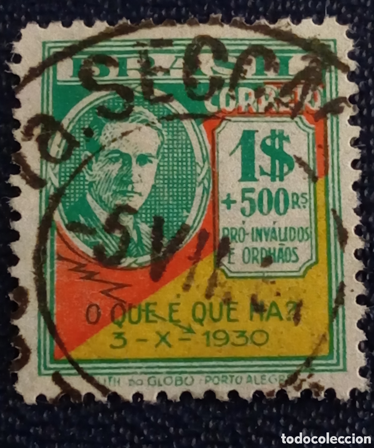Sellos: Brasil,Scott#355,1+500r - Foto 1