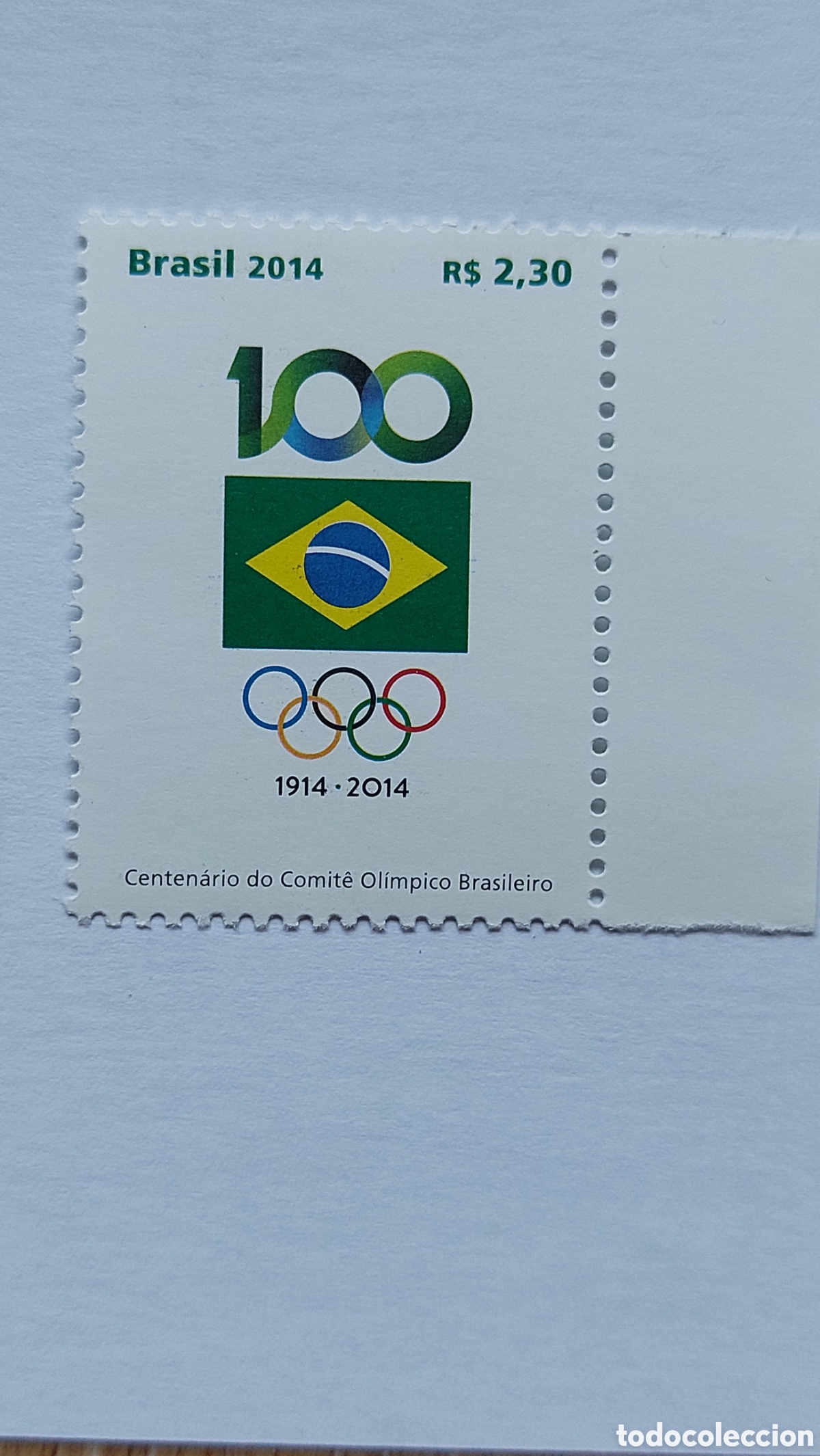 Sellos: 2014 Brasil nuevo Centenario comit&eacute; ol&iacute;mpico brasileiro - Foto 2
