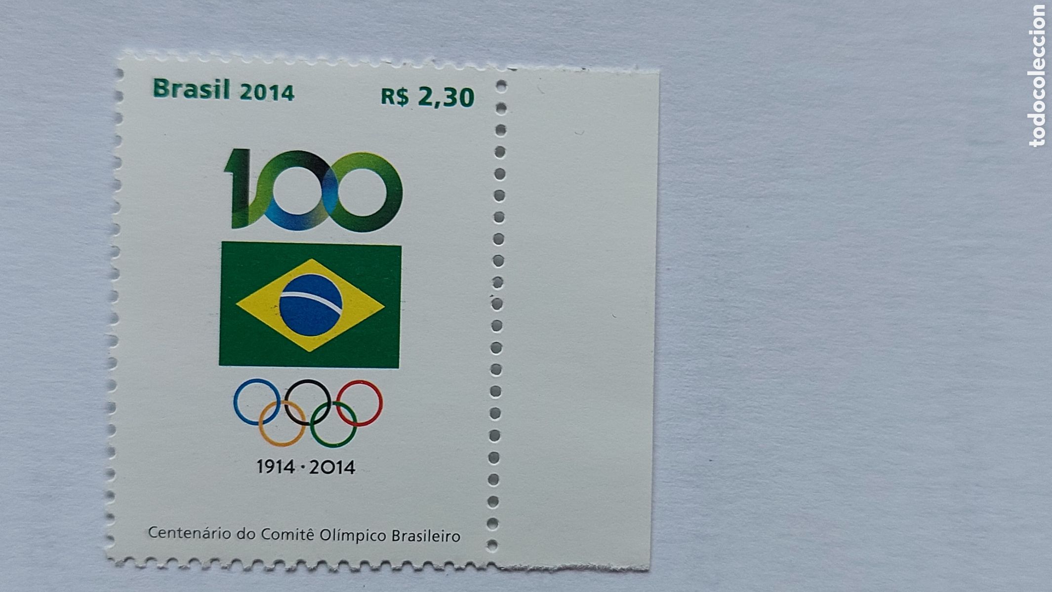 Sellos: 2014 Brasil nuevo Centenario comit&eacute; ol&iacute;mpico brasileiro - Foto 3