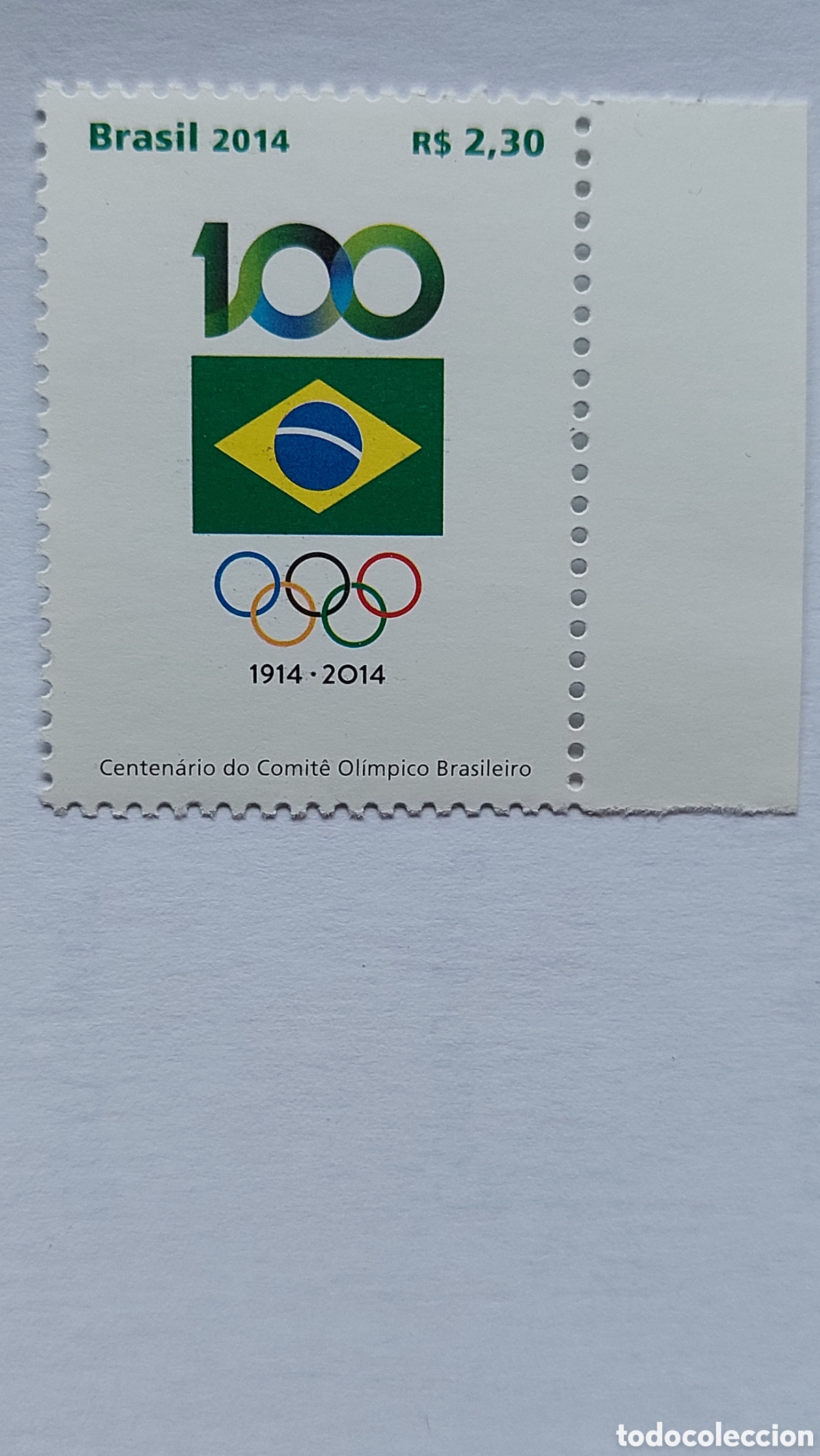 Sellos: 2014 Brasil nuevo Centenario comit&eacute; ol&iacute;mpico brasileiro - Foto 1