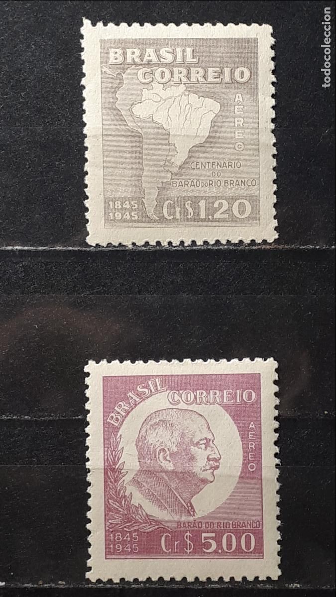 Sellos: BRASIL *. A&Ntilde;O 1945. YVERT A&Eacute;REO 48/9 - Foto 1