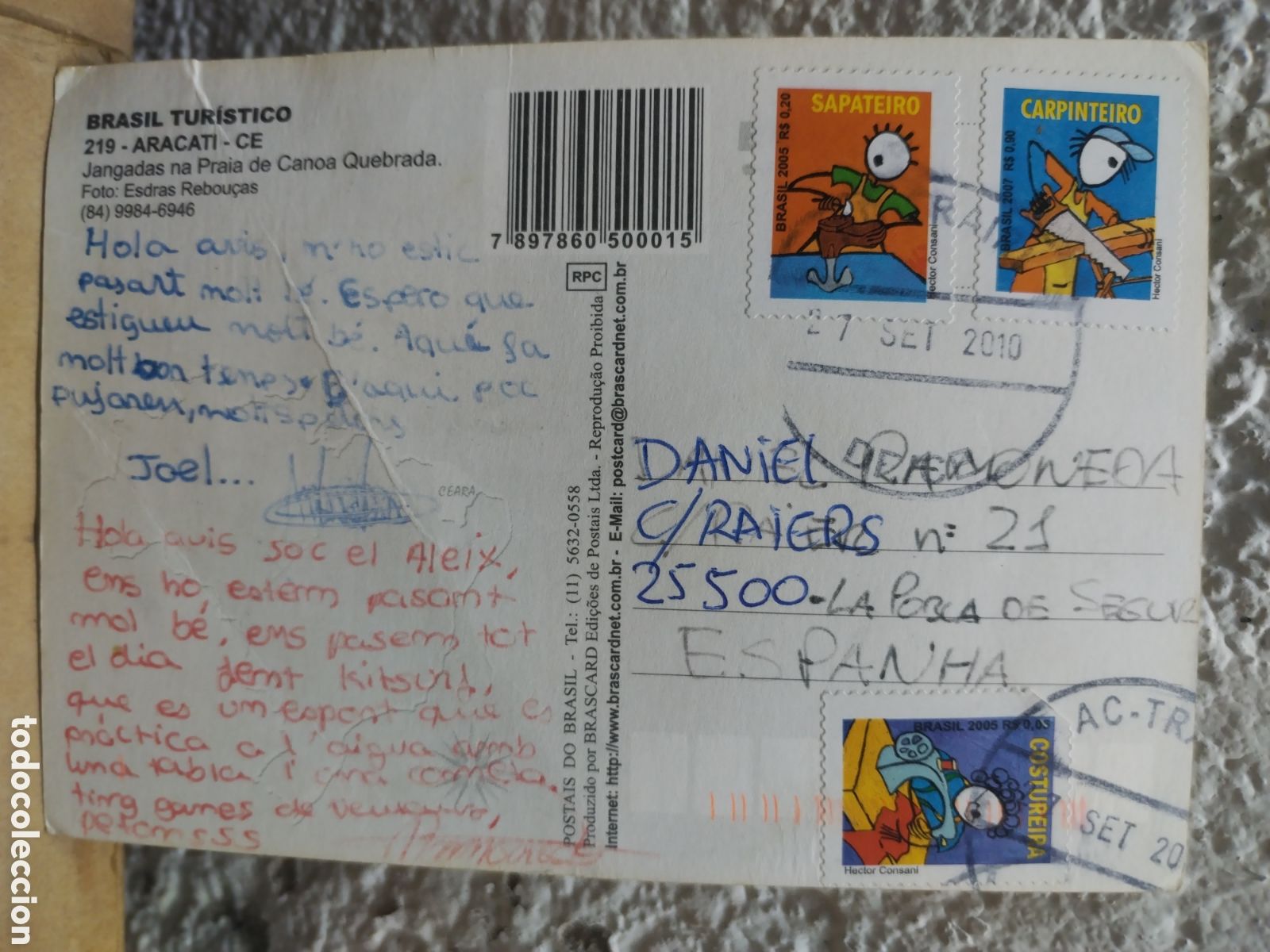 Sellos: POSTAL CON SELLOS DE BRASIL a&ntilde;o 2010 - Foto 2