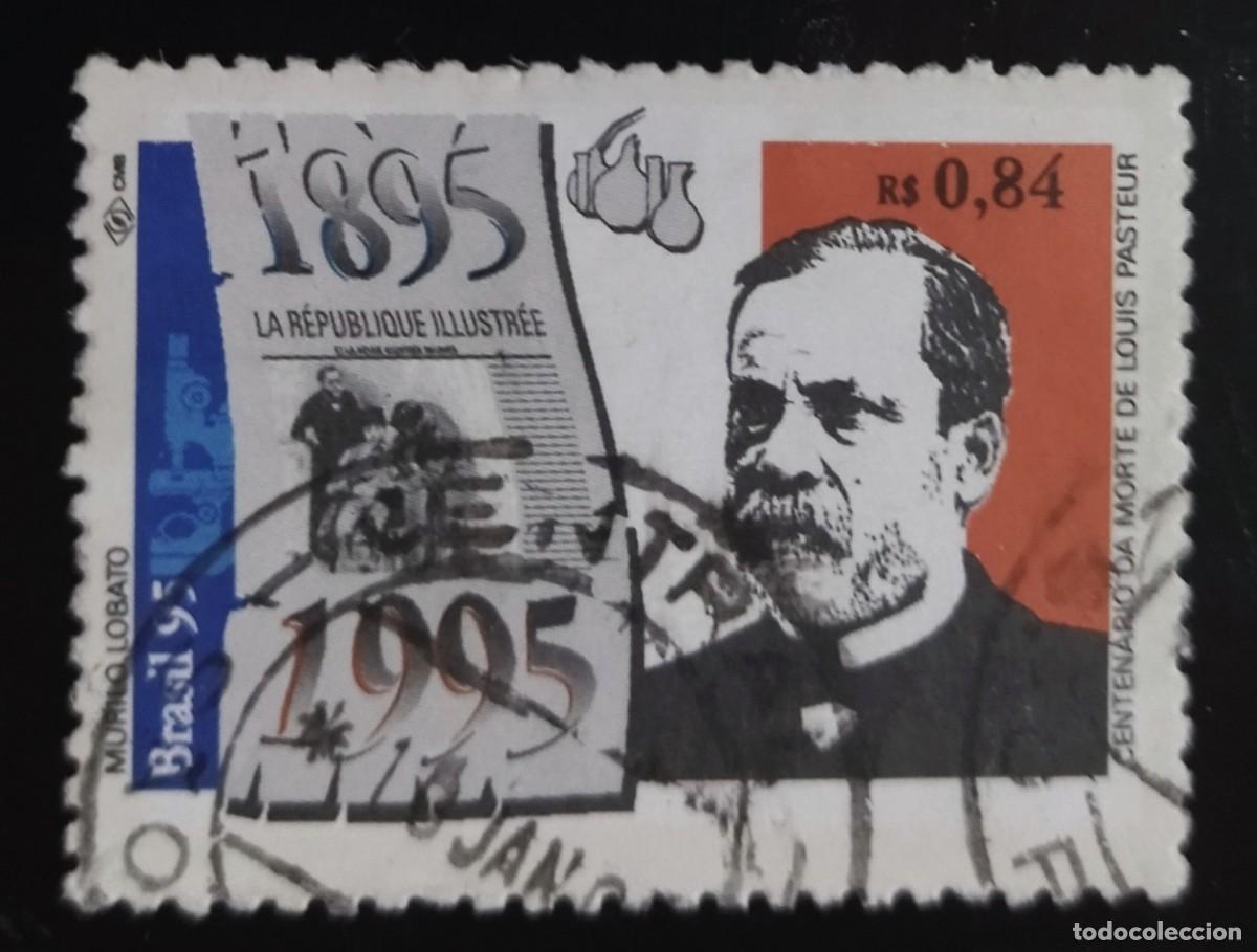 Sellos: BRASIL 1995 Centenario de la muerte de Louis Pasteur. USADO. - Foto 1