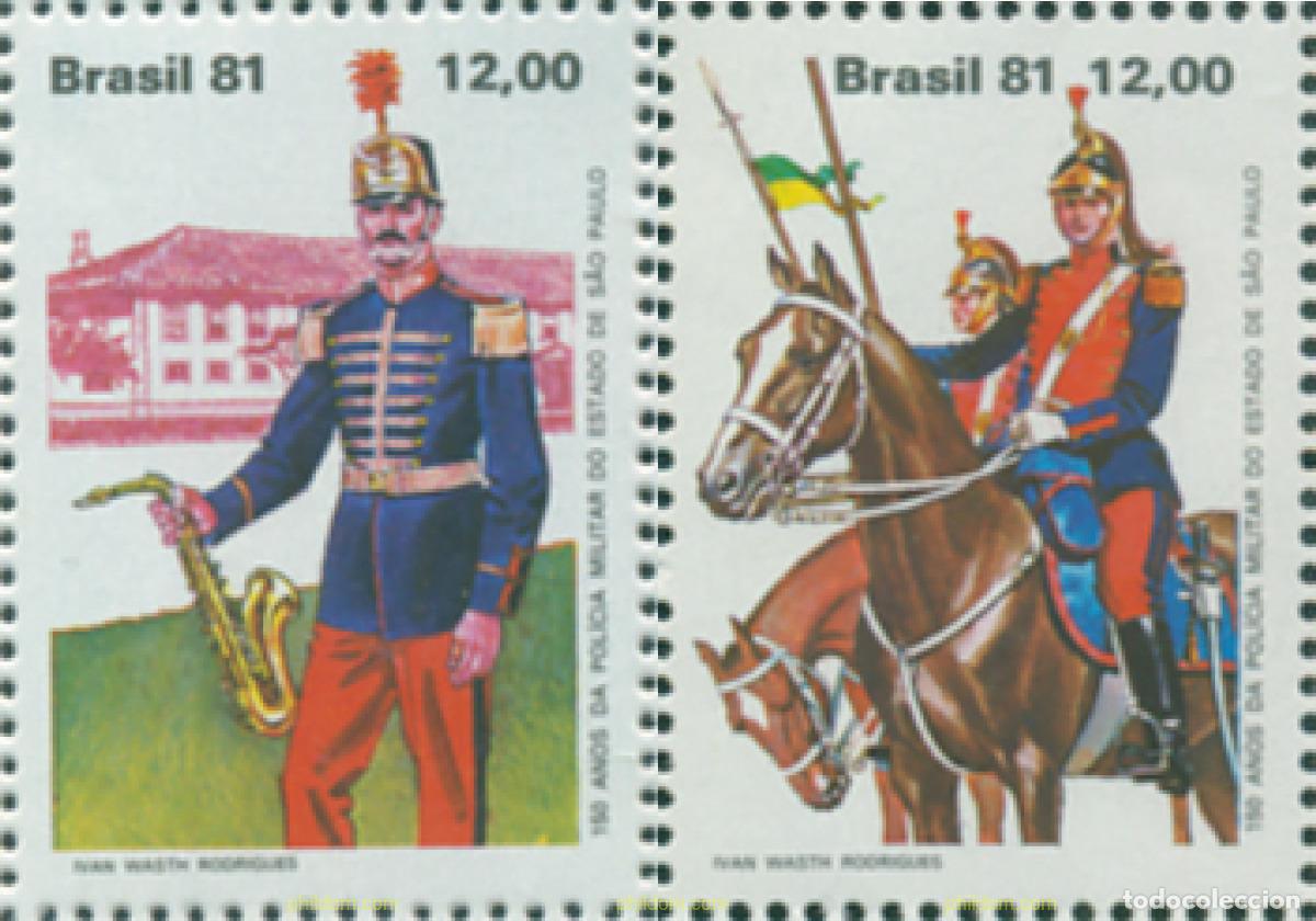 Sellos: 29666 MNH BRASIL 1981 150 ANIVERSARIO DE LA POLICIA MILITAR DE SAO PAULO