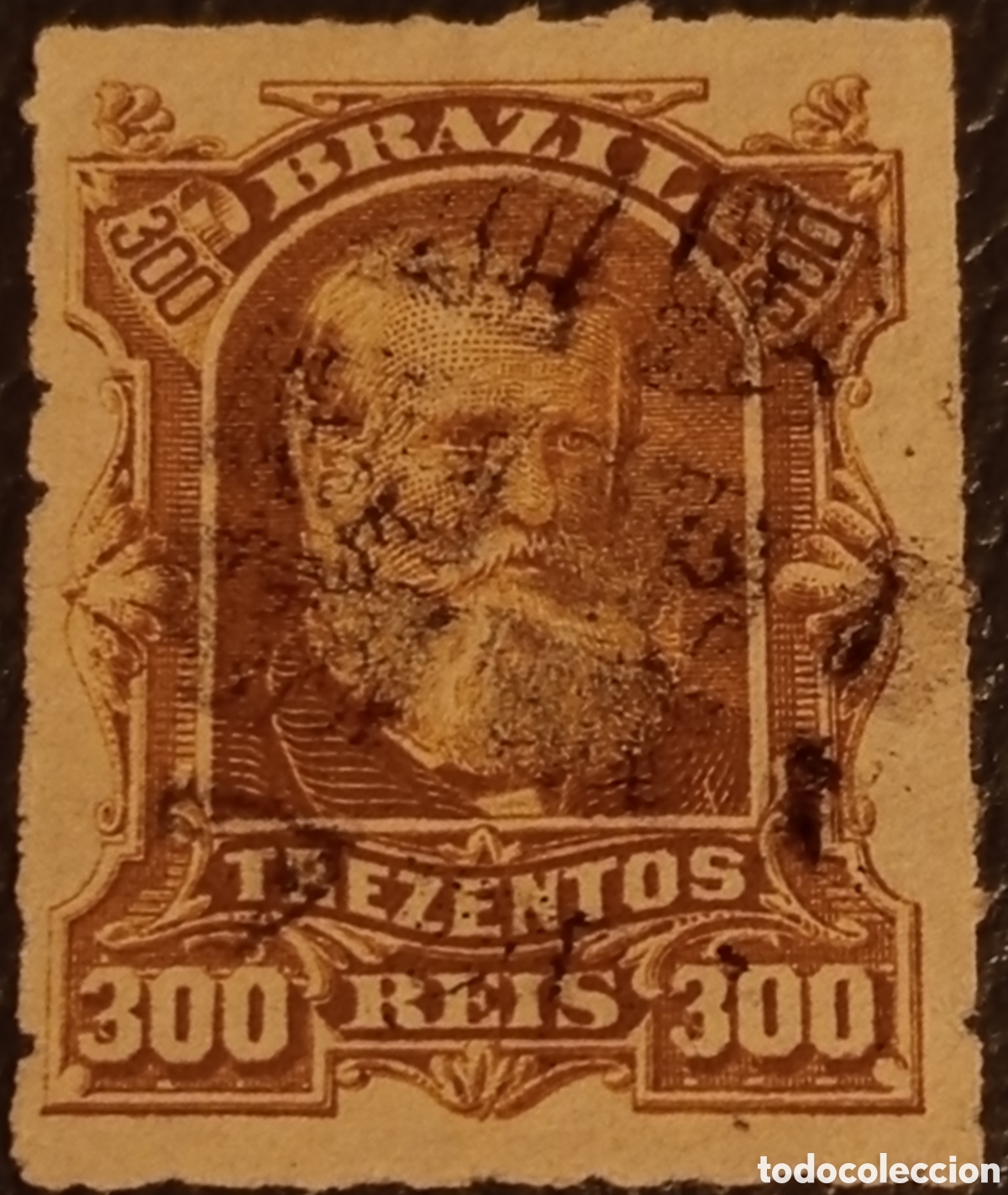 Sellos: Sello Brasil 1878 Pedro II 300 Reis Barba Branca RHM 44 Used