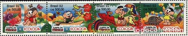 Sellos: 5424 MNH BRASIL 1992 MONICA Y SUS AMIGOS SOBRE EL TEMA ECOLOGICO.