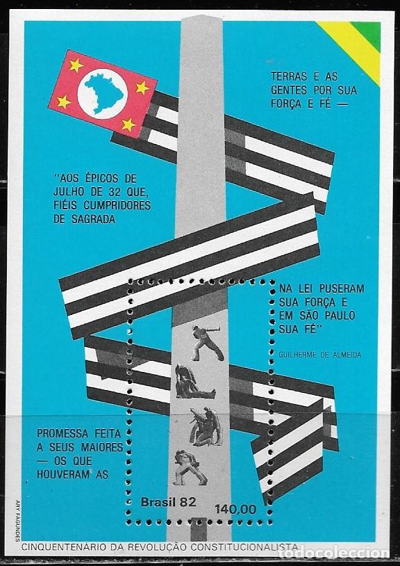 Sellos: BRASIL 1982, HOJA BOQUE Ivert 49 - 50&ordm; ANIVERSARIO DE LA REVOLUCI&Oacute;N. MNH.