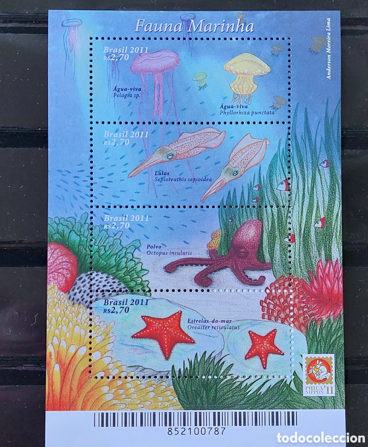 Stamps: 2011 Brasil nuevo Fauna marina pulpo agua viva Lulas Strella de mar