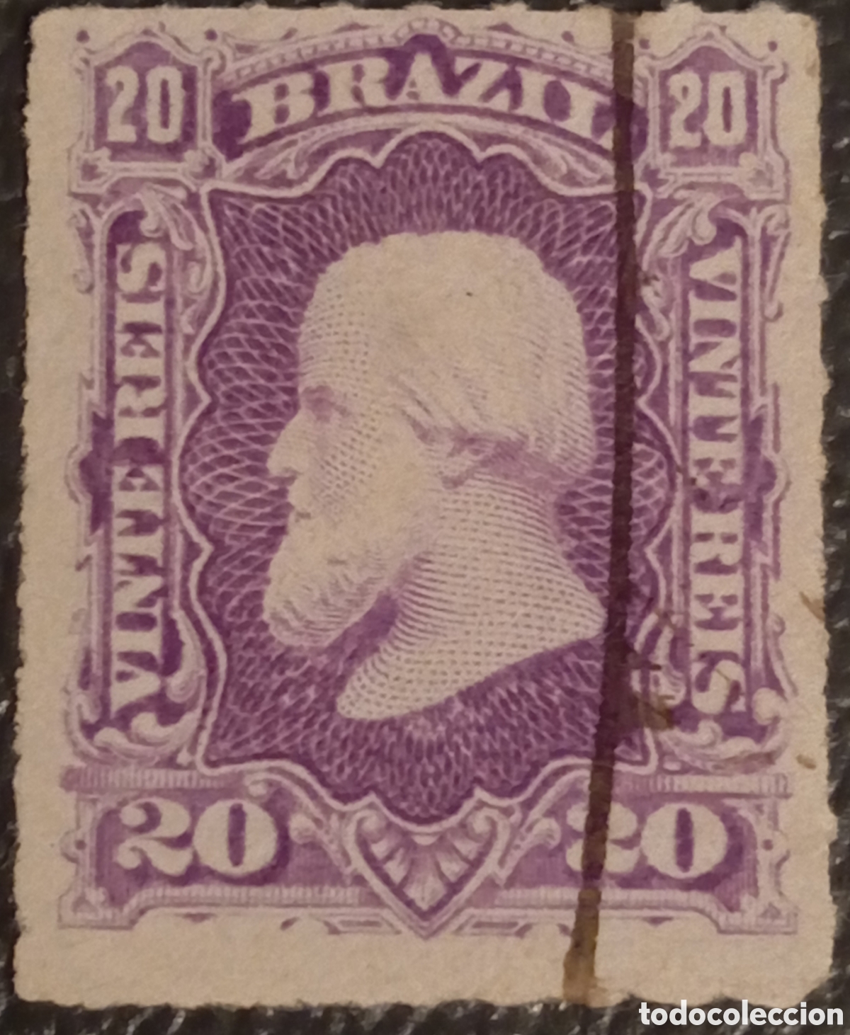 Sellos: Brasil 1878 Sello 20 R&eacute;is Dom Pedro II Barba Blanca Michel 39 / Scott 69
