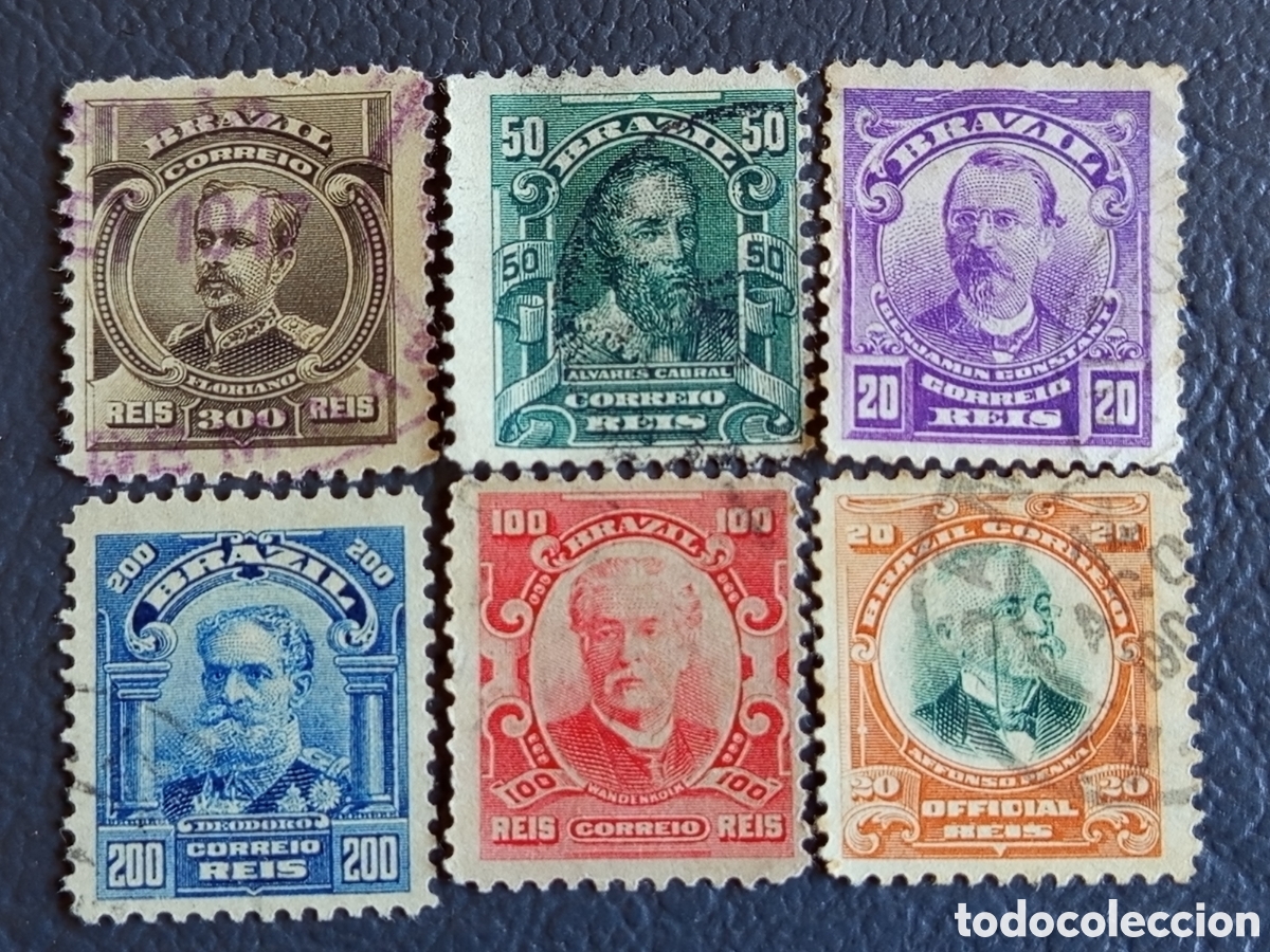 Sellos: Lote 6 Sellos Antiguos Brasil 1906 &bull; Serie Pr&oacute;ceres de la Rep&uacute;blica &bull;