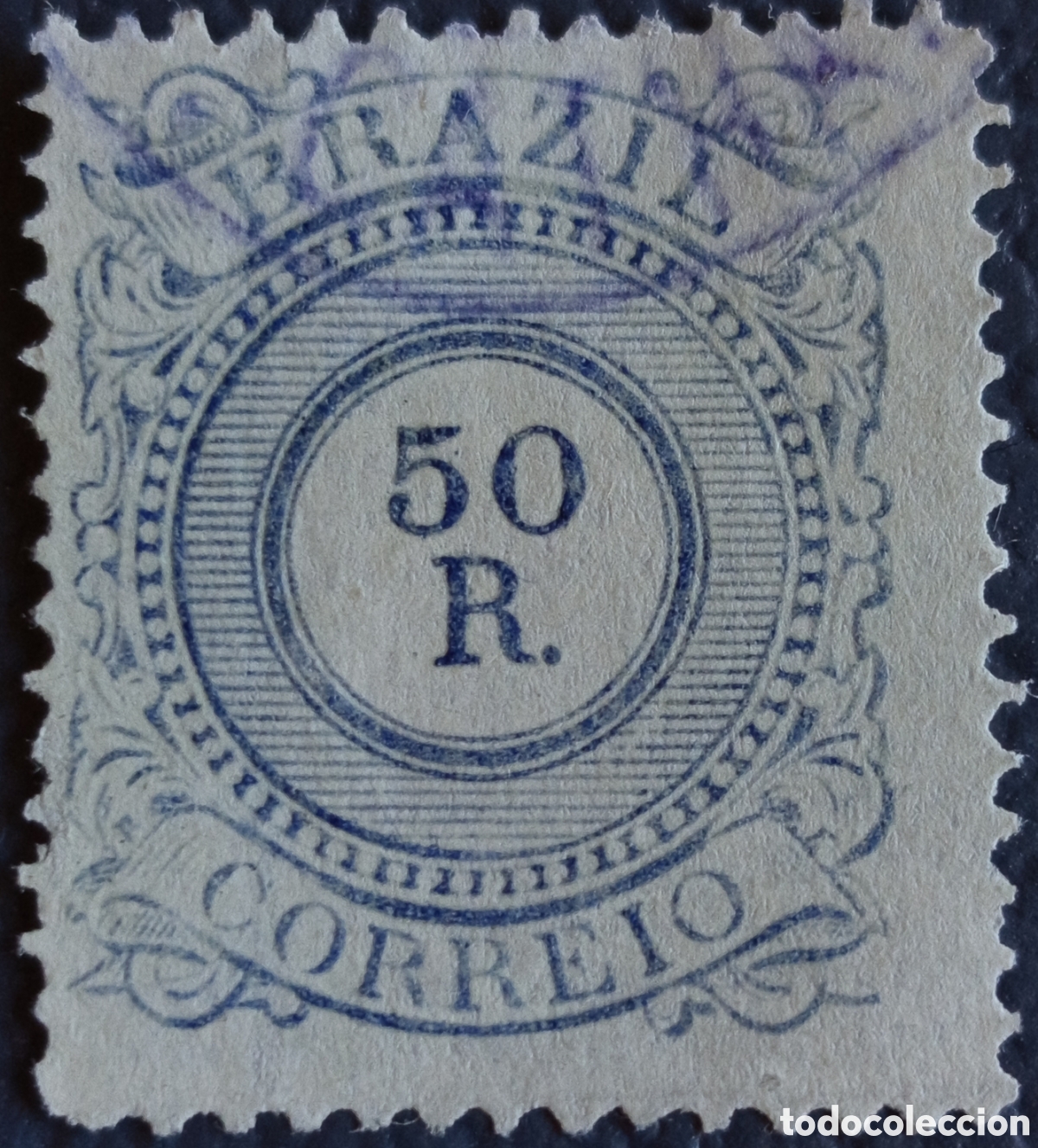 Sellos: Sello Brasil 1887 - 50 R&eacute;is Azul (Scott 93 / RHM 60) Usado
