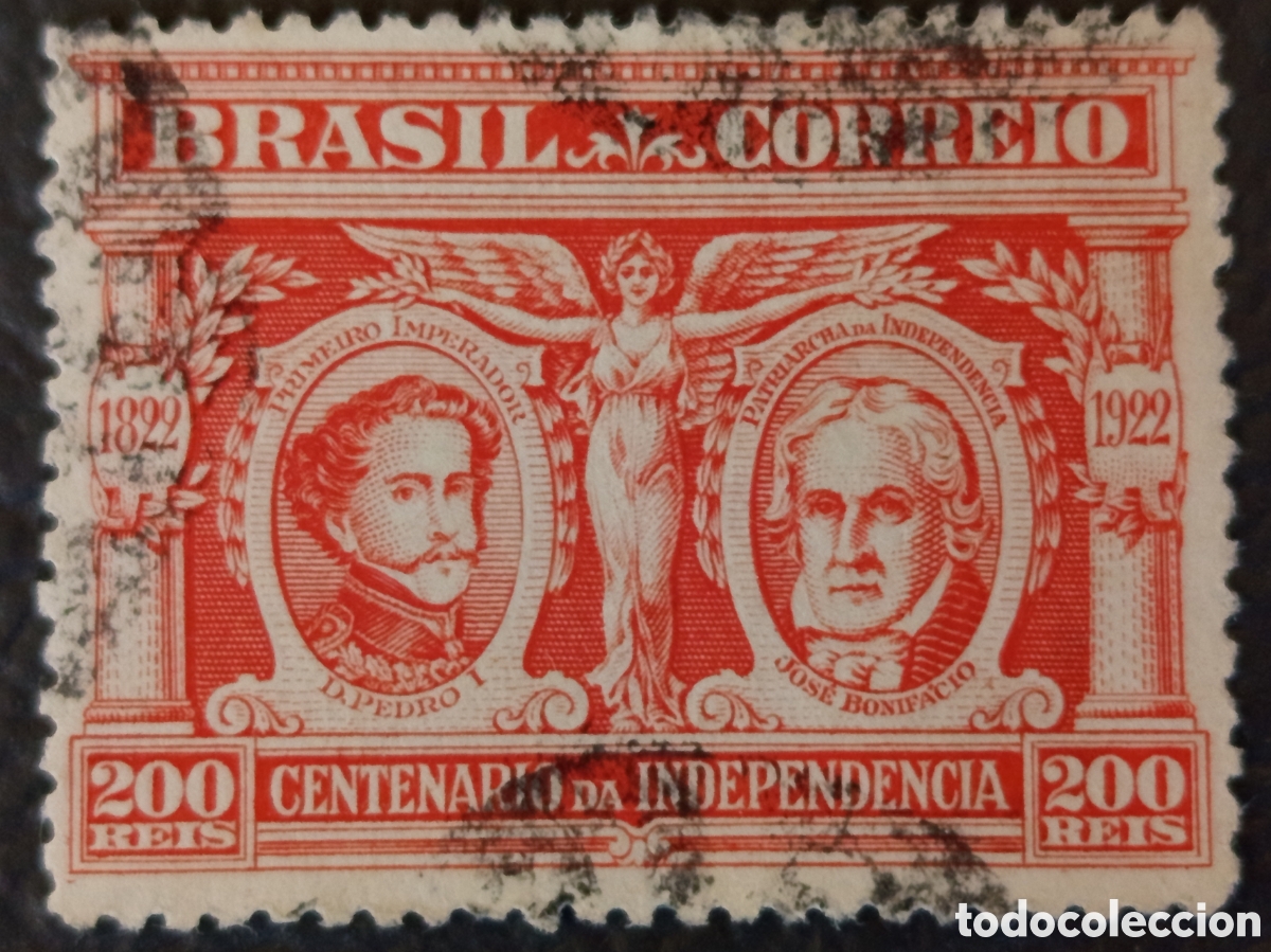 Sellos: Sello Brasil 1922 Centenario Independencia 200 R&eacute;is - Michel 246