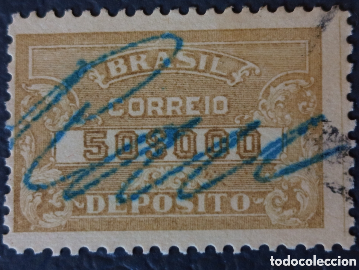 Sellos: Sello Fiscal Brasil 1920/1941 - Dep&oacute;sito 50$000 R&eacute;is - Usado (Cat. Barefoot #Dep6)