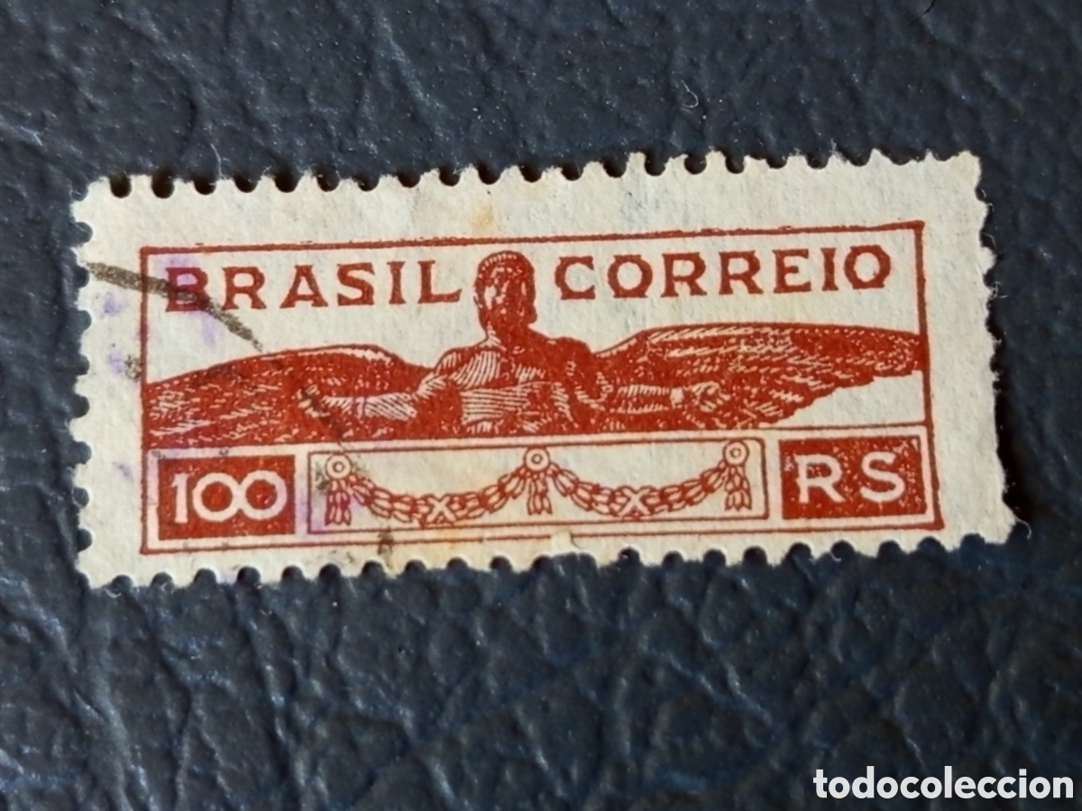 Sellos: Sello Brasil 1933 - 100 R&eacute;is Santos Dumont - Yvert 262 / Scott RA1 - Usado