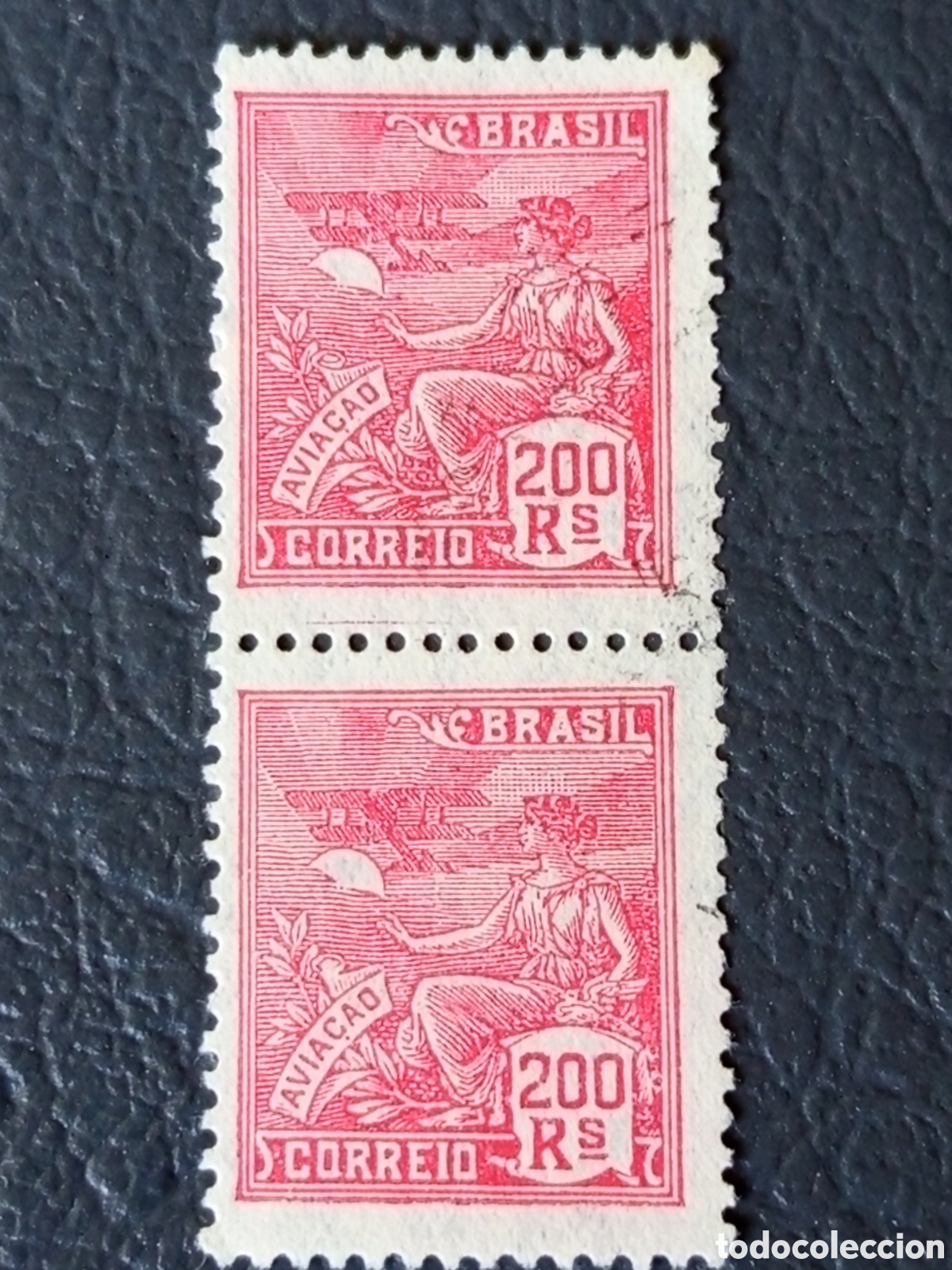 Sellos: Pareja Sellos Brasil 1920/30 Aviaci&oacute;n 200r Filigrana Kranz
