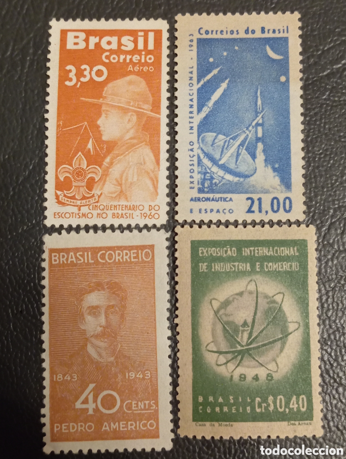 Sellos: Colecci&oacute;n Sellos Brasil Antiguos 1943-1963 &bull; Scott 613, C68, C101 y 953 MH y MNH
