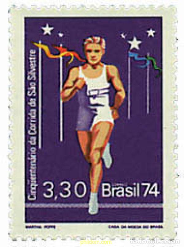 Sellos: 281161 HINGED BRASIL 1974 50 ANIVERSARIO DE LA CARRERA DE SAN SILVESTRE