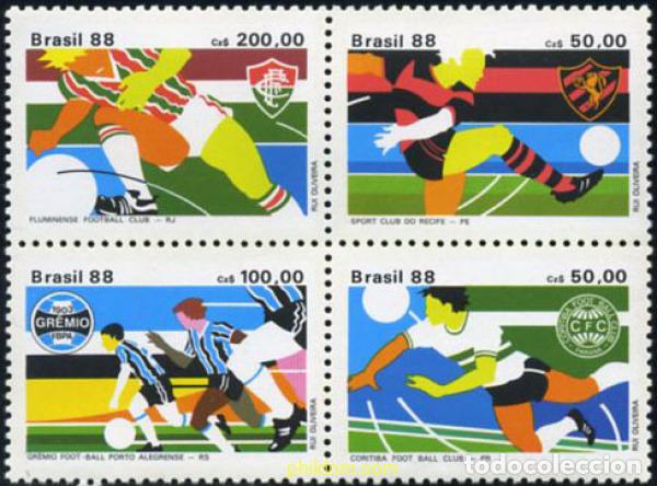 Sellos: 139462 MNH BRASIL 1988 CLUBS DE FUTBOL CAMPEONES