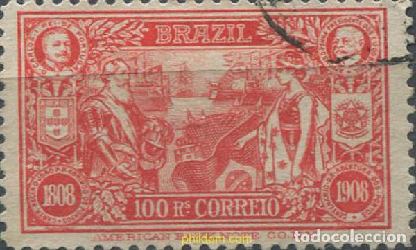 Sellos: 674409 USED BRASIL 1908 CENTENARIO DE LA OBERTURA DE LOS PUERTOS COMERICALES. REI CARLOS I DE PORTU
