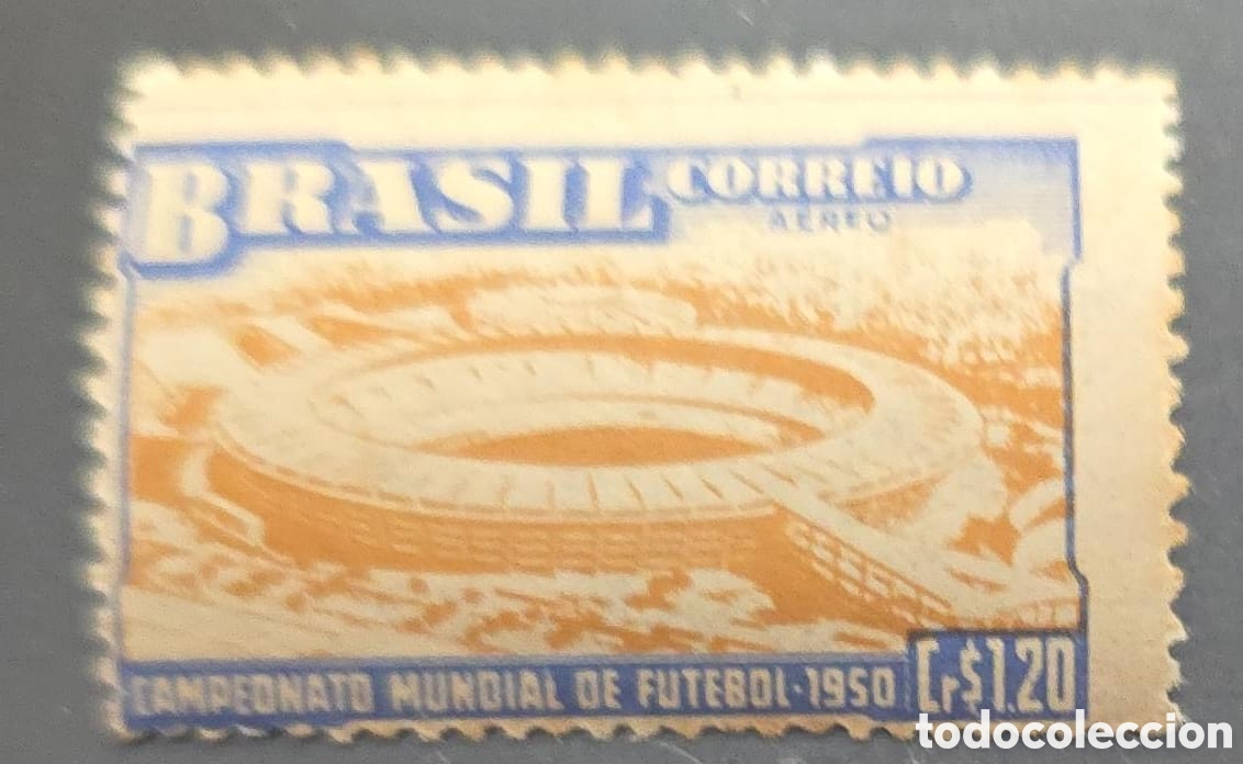 Sellos: CA)1950 M&eacute;xico. ​A mint, perforated cruzeiro airmail postage stamp from Brazil issued in 1950. The b