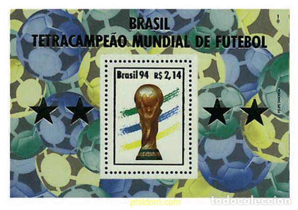 Sellos: 39563 MNH BRASIL 1994 BRASIL TETRA CAMPEON MUNDIAL