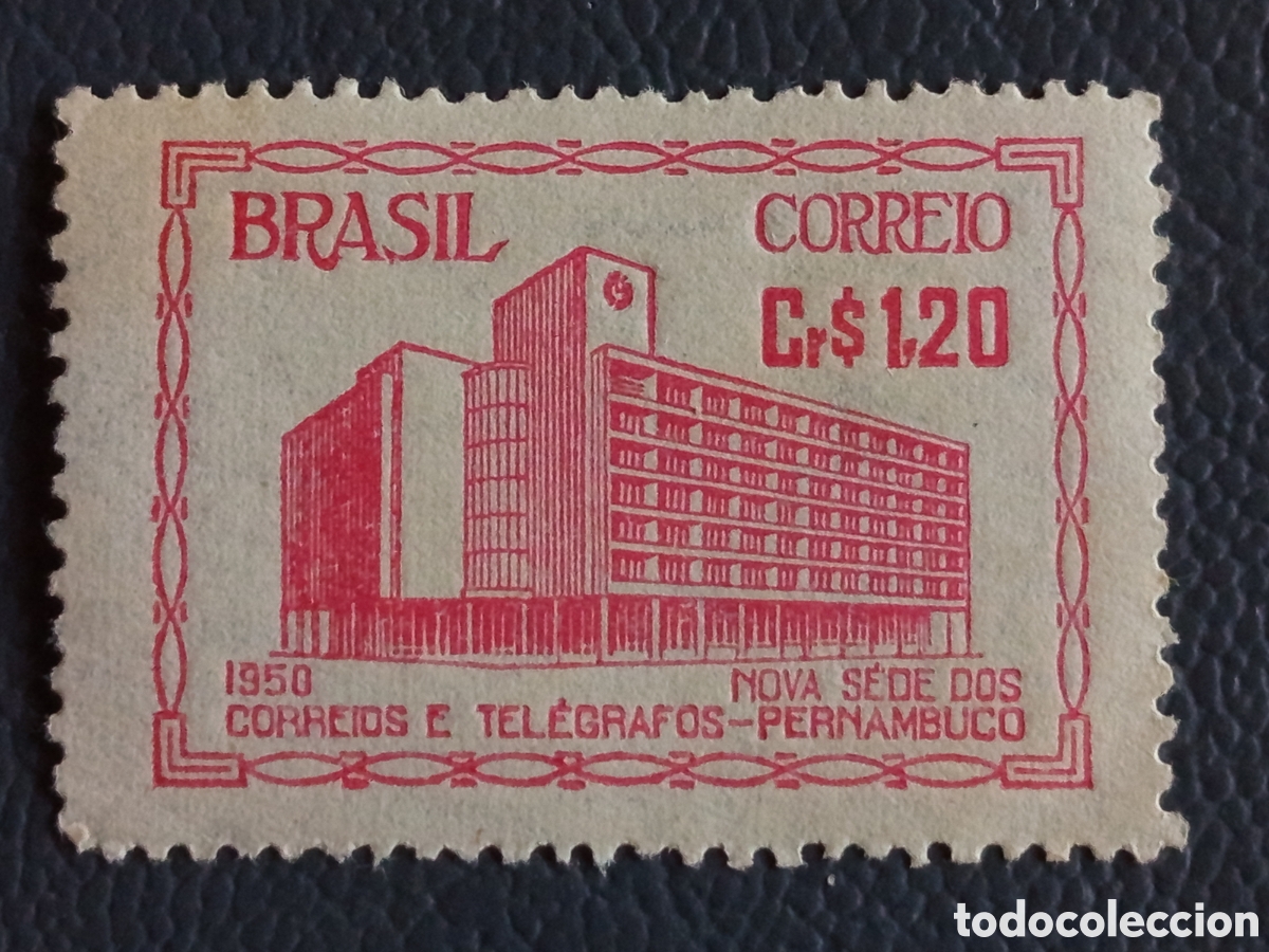 Sellos: Sello Brasil 1950 Sede Correos y Telegrafos Pernambuco Cr$1,20 Cat#771 MH