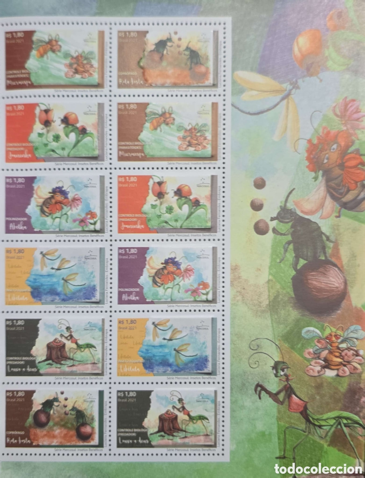 Sellos: CA)Brazil &middot; 2021 &middot; Beneficial Insects &ndash; Mercosur Series &middot; Commemorative sheet inscribed &ldquo;Brasil 2021