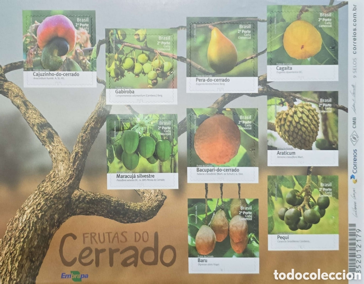 Sellos: CA)Brazil &middot; 2017 &middot; Fruits of the Cerrado &middot; Commemorative sheet titled &ldquo;Frutas do Cerrado,&rdquo; featuring
