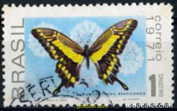 Sellos: 207185 USED BRASIL 1971 MARIPOSAS