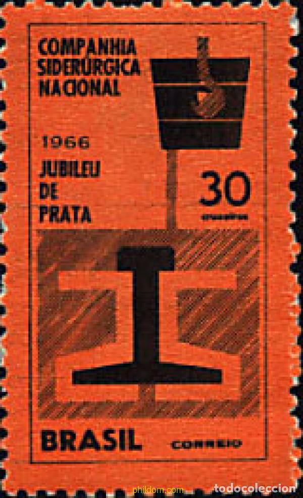Sellos: 57776 MNH BRASIL 1966 25 ANIVERSARIO DE LA COMPANYIA SIDERURGICA NACIONAL
