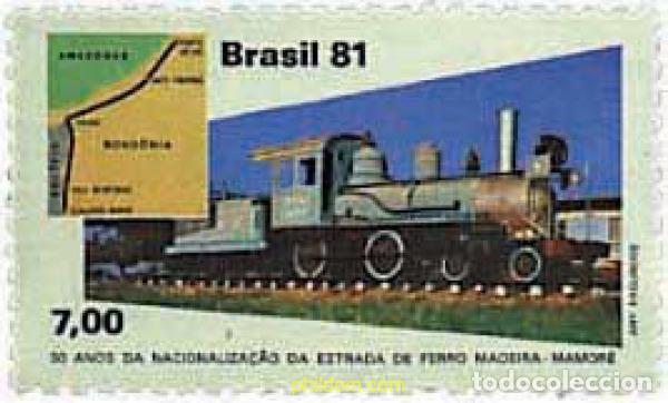 Sellos: 57791 MNH BRASIL 1981 50 ANIVERSARIO DE LA NACIONALIZACION DEL FERROCARRIL MADEIRA-MAMORE