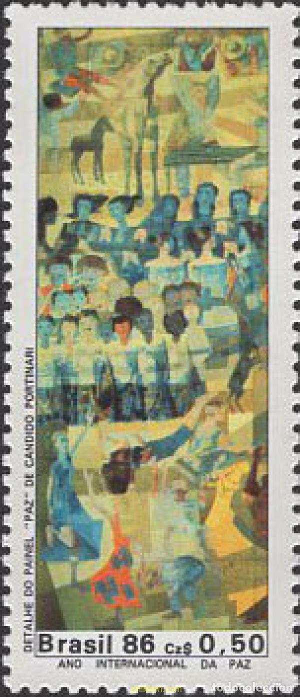 Sellos: 663134 MNH BRASIL 1986 DETALLE DE LA PINTURA &rdquo;PAZ&rdquo; DE CANDIDO PORTINARI