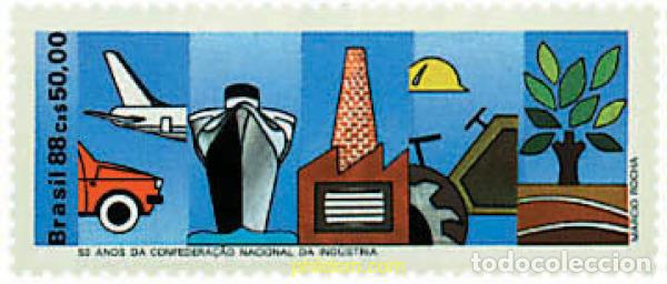 Sellos: 39584 MNH BRASIL 1988 50 ANIVERSARIO DE LA CONFEDERACION DE LA INDUSTRIA