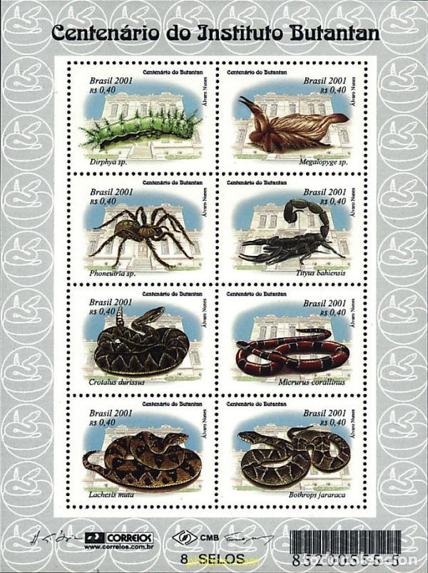 Sellos: 287257 MNH BRASIL 2001 CENTENARIO DEL INSTITUTO BUTANTAN