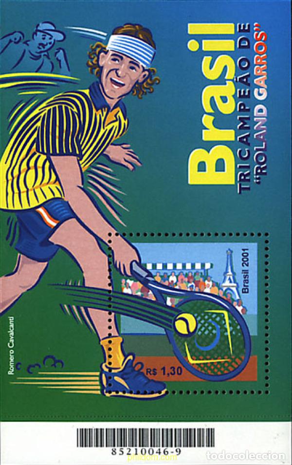 Sellos: 79139 MNH BRASIL 2001 BRASIL, TRICAMPEON DEL ROLAND GARROS