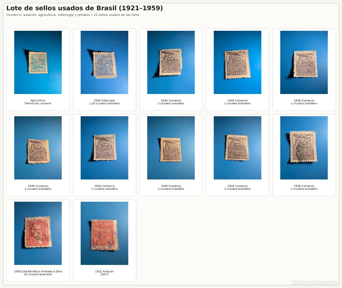 Sellos: Lote sellos usados Brasil 1921-1959 | 12 uds