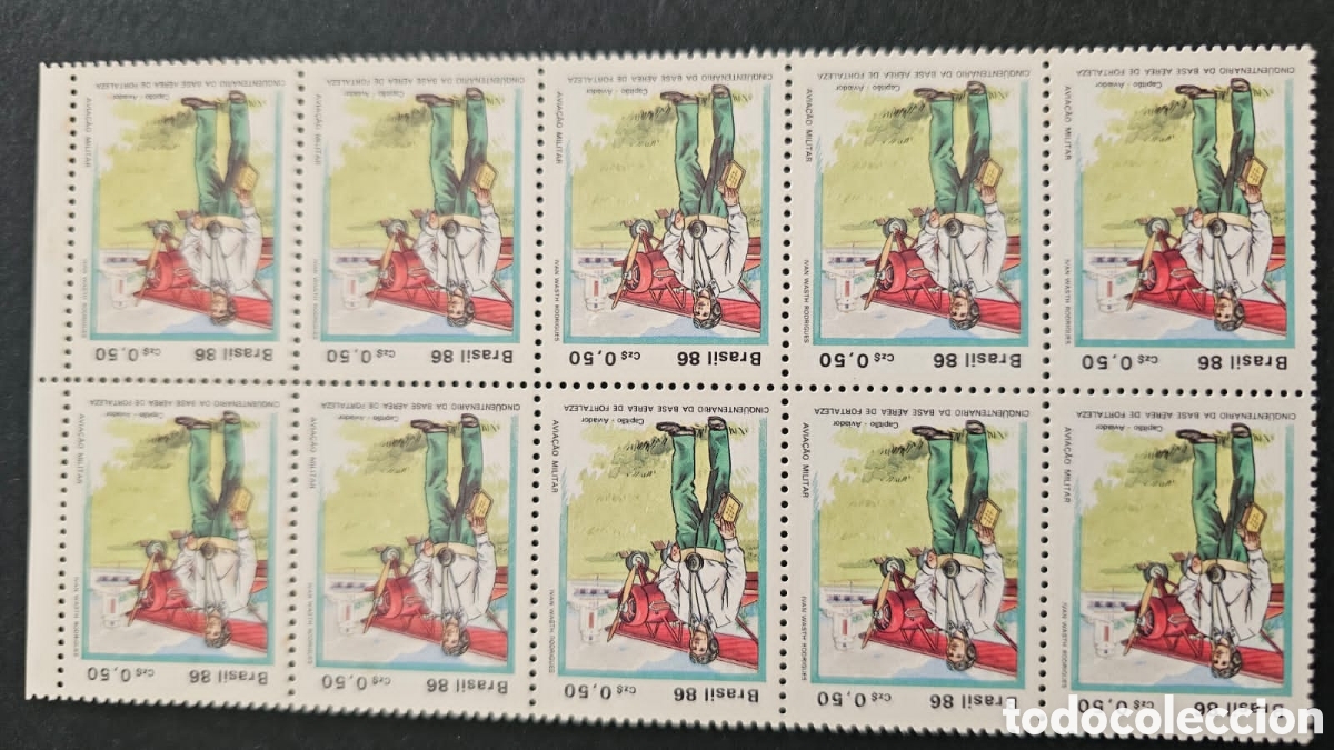 Sellos: CA)Brazil + 1986 + Air Base Anniversary + Commemorative sheet of twelve stamps marking the 50th anni
