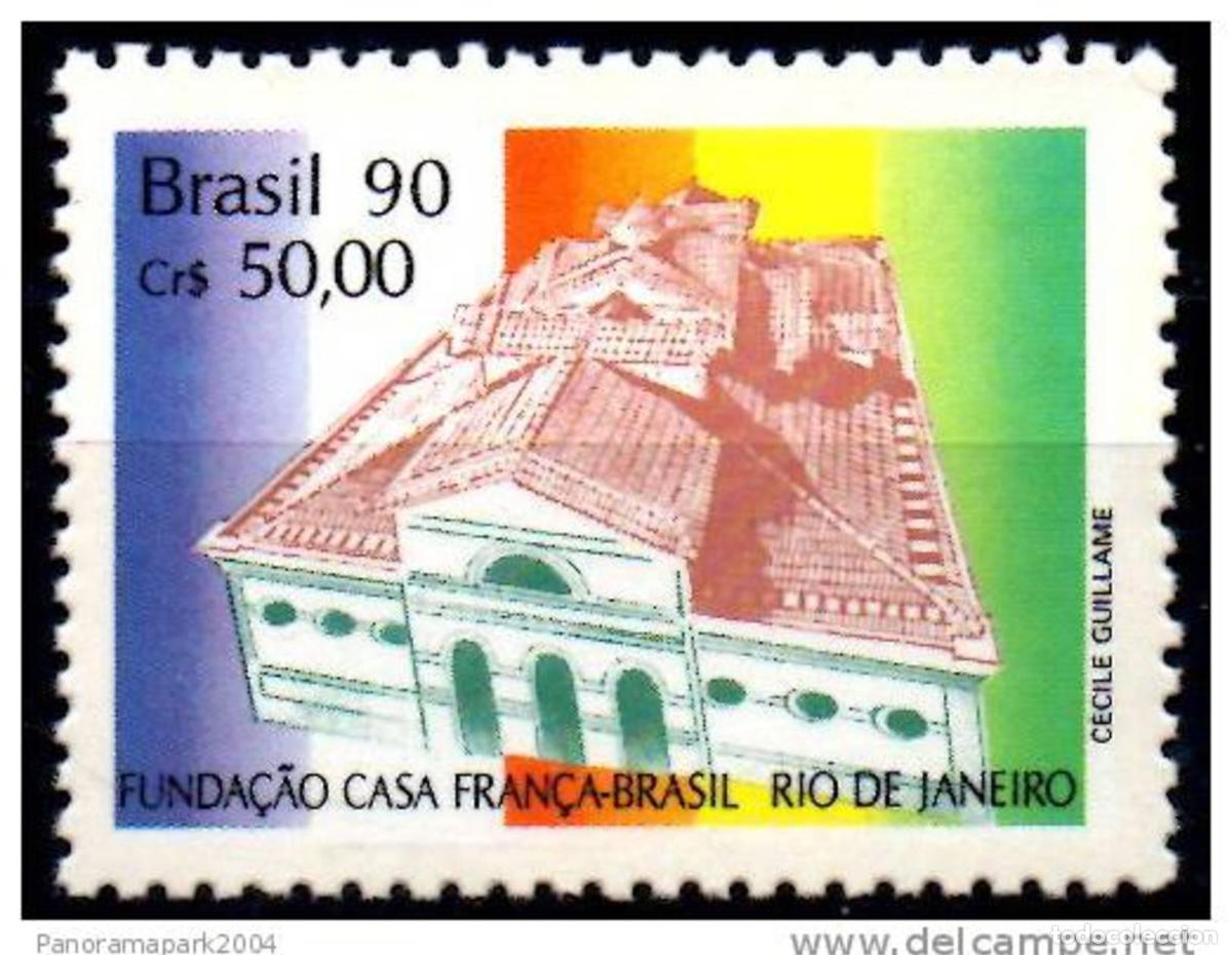 Sellos: Edici&oacute;n conjunta Francia Brasil 1990 Casa Fran&ccedil;a-Brasil Yvert No. 1973 cost&oacute; 6&euro;
