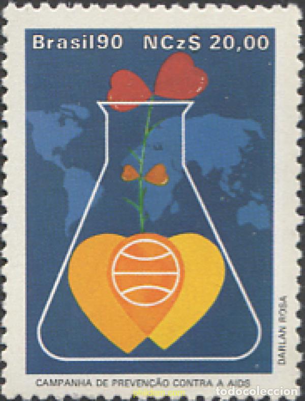 Sellos: 273062 MNH BRASIL 1990 CAMPA&Ntilde;A DE PREVENCION CONTRA EL SIDA