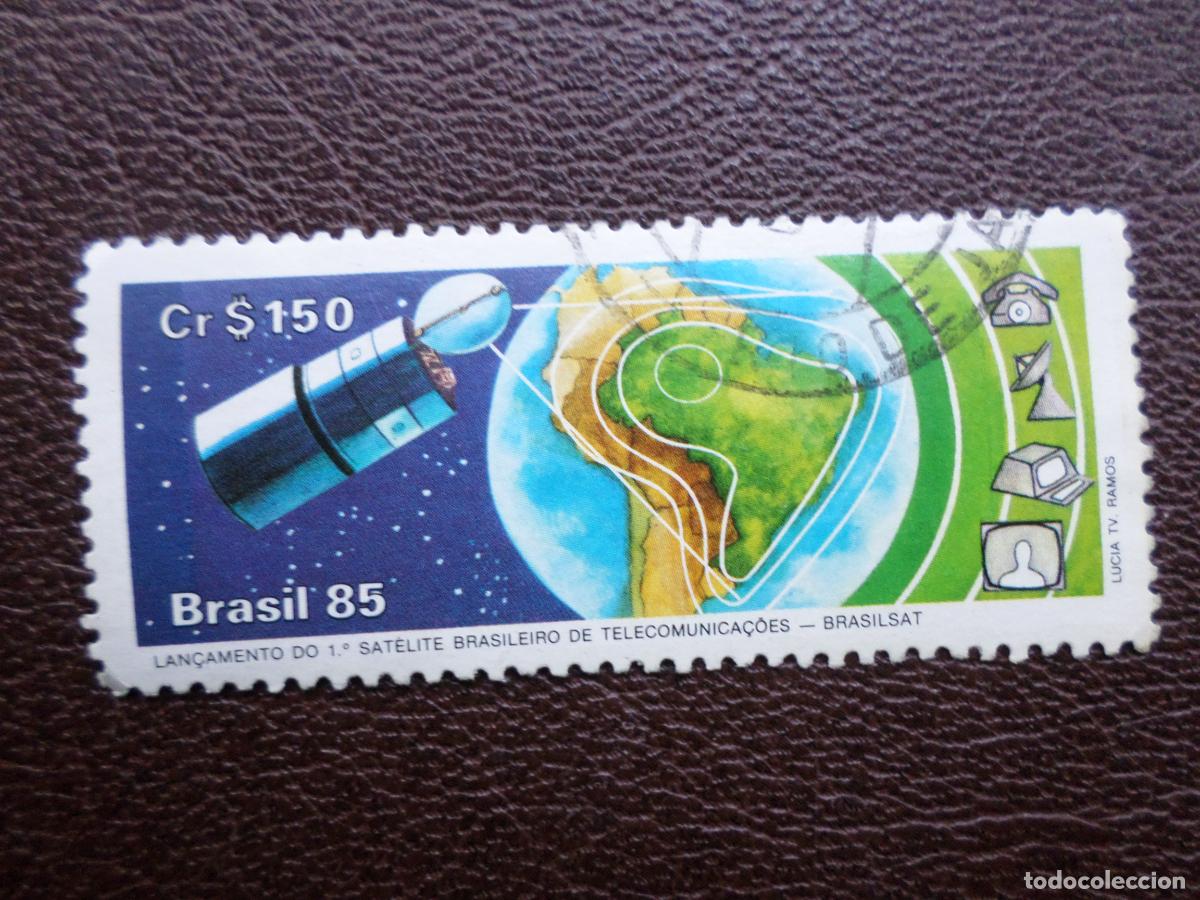 Sellos: :brasil, 1985, lanzamiento primer satelite brasile&ntilde;o de telecomunicaciones,Yvert 1714