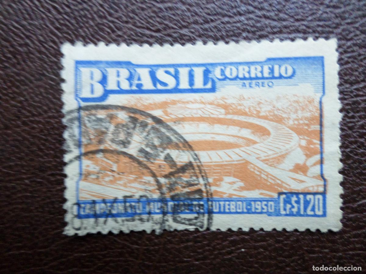 Sellos: :brasil, 1950, copa del mundo de futbol, Yvert 64 aereo