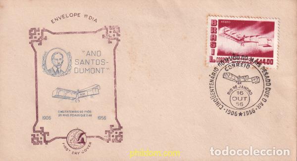 Sellos: 725045 USED BRASIL 1956 AVIACION PIONERA.